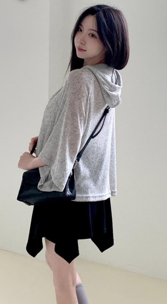 Raglan Hoodie (Knit See-through Hoodie Big Size - 이미지 3