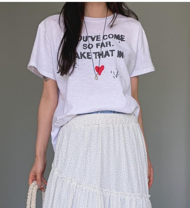 Heart Slab T-shirt (Cotton printed round neck water resistant) - 이미지 2