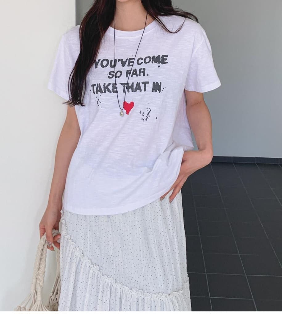 Heart Slab T-shirt (Cotton printed round neck water resistant) - 이미지 3