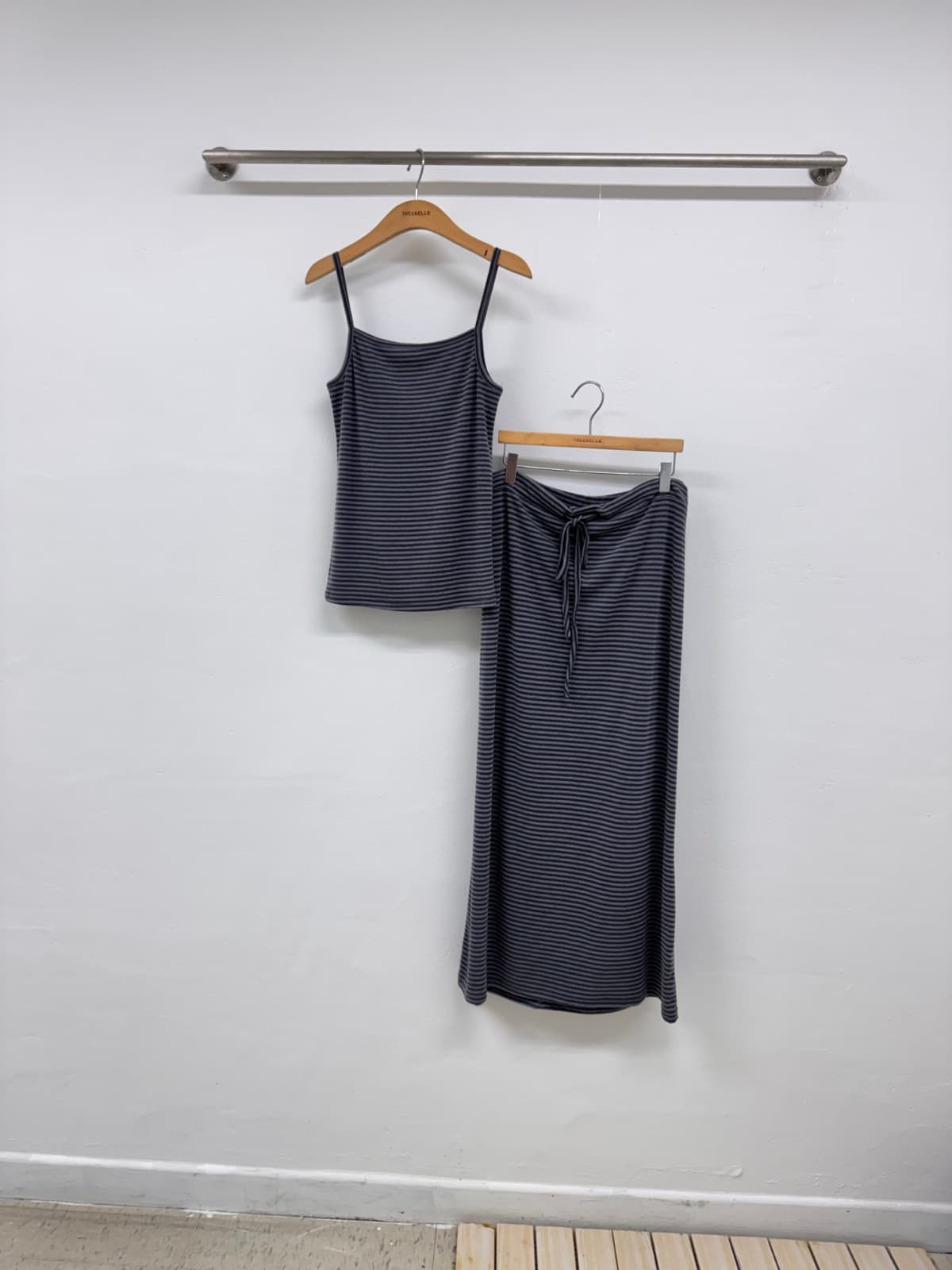 Cheese Striped Set (Stretch Sleeveless Skirt Set Stripe - 이미지 7