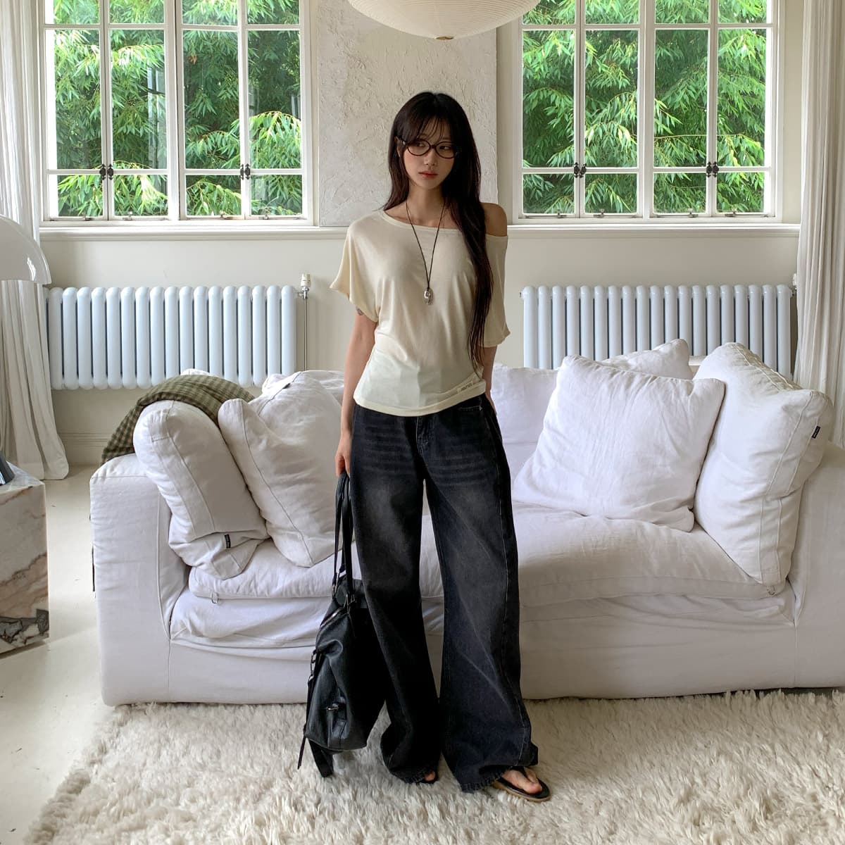 Bright Shoulder T-shirt (Drop Shoulder Round Neck Tee - 이미지 2
