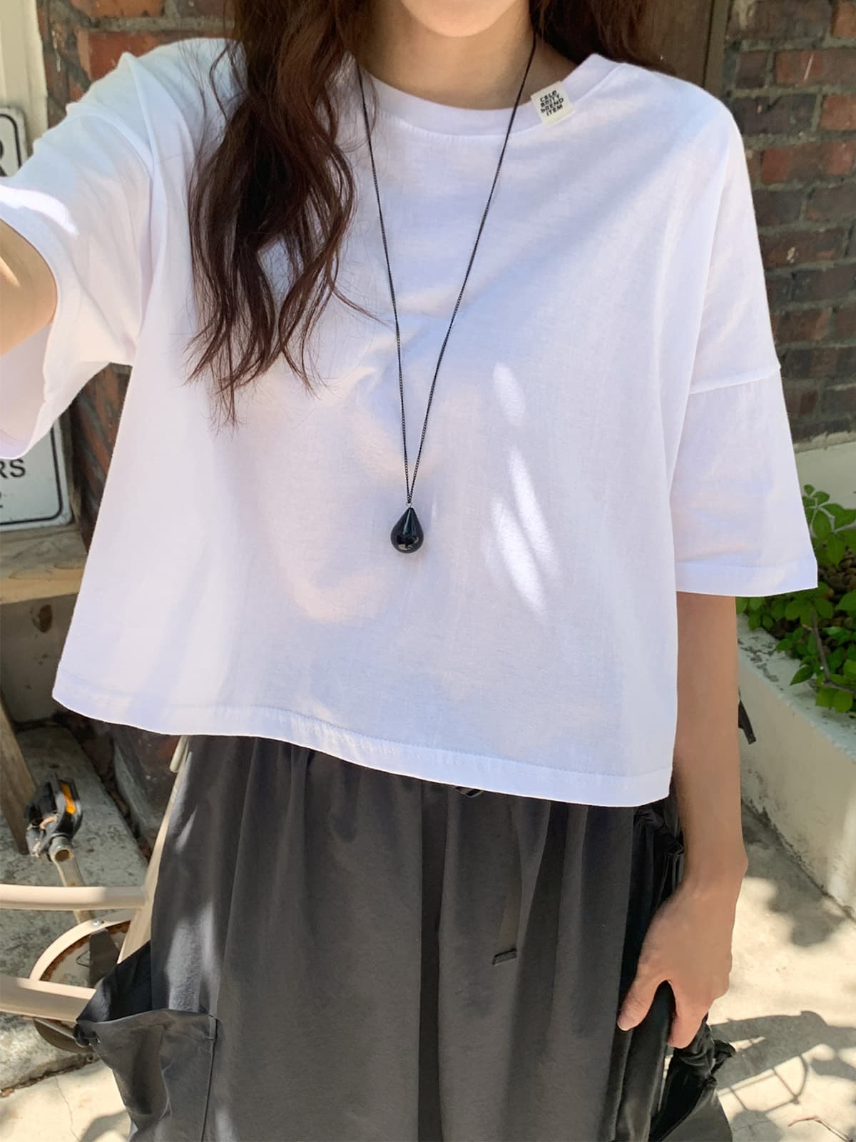 Label Crop T-shirt (Basic Cotton Short Sleeve) - 이미지 4