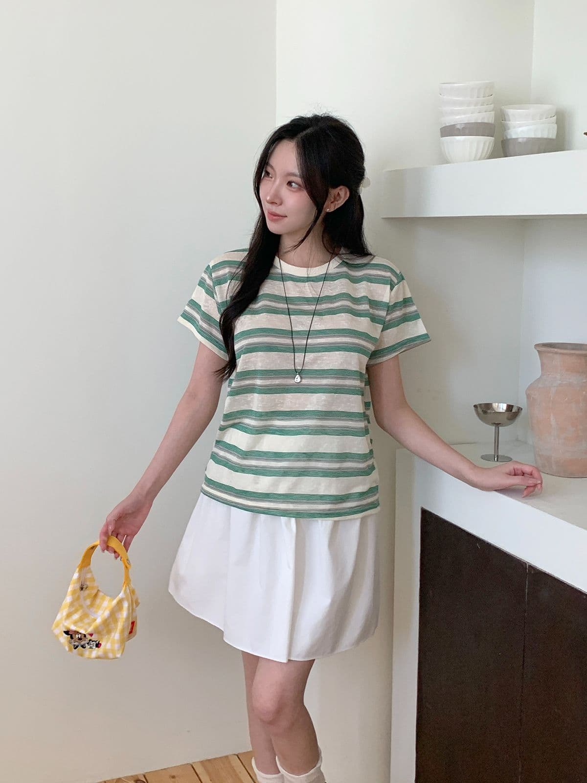 Soyu Dangara T-shirt (Striped Round Neck Short Sleeve) - 이미지 6
