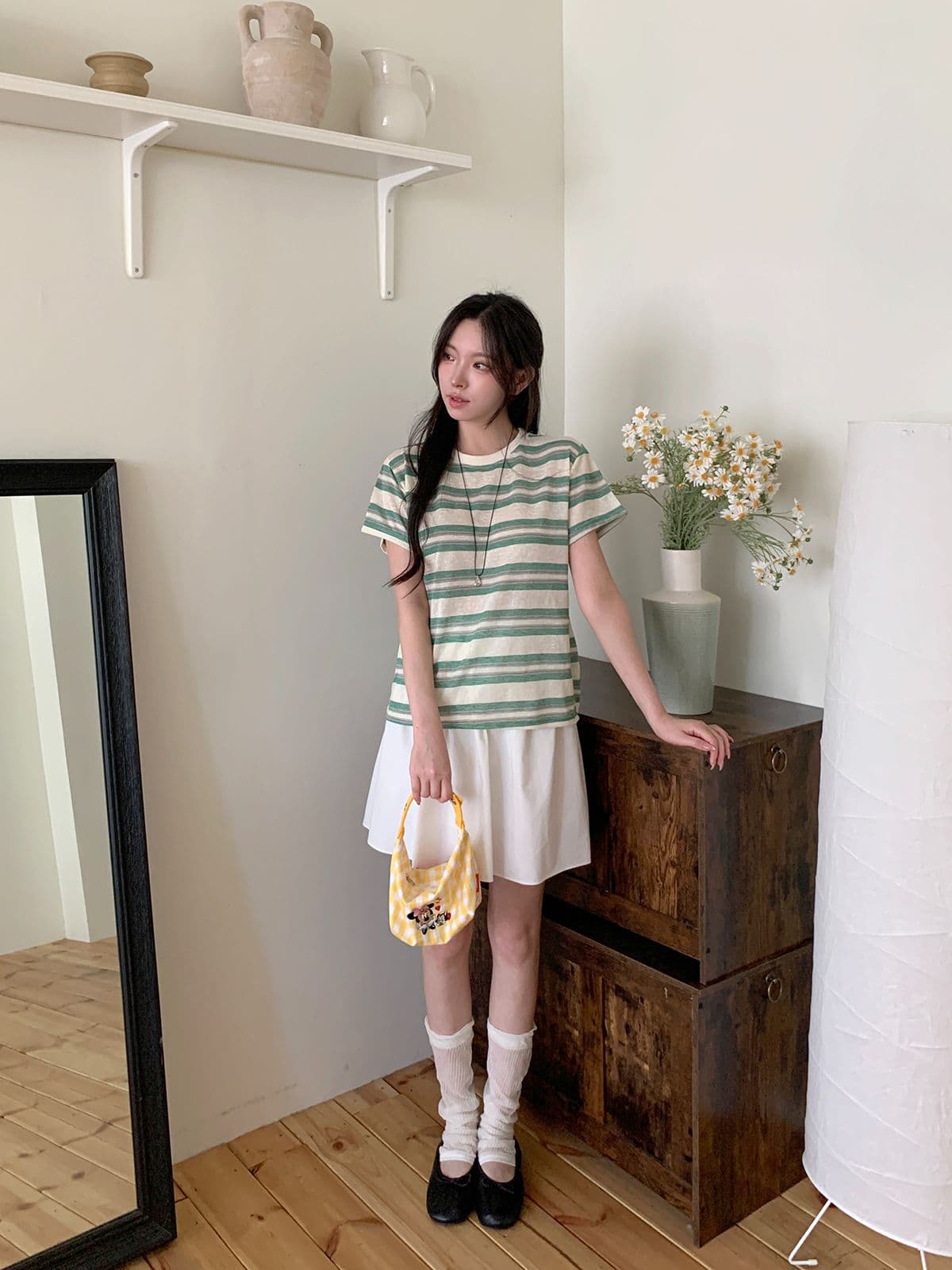 Soyu Dangara T-shirt (Striped Round Neck Short Sleeve) - 이미지 5