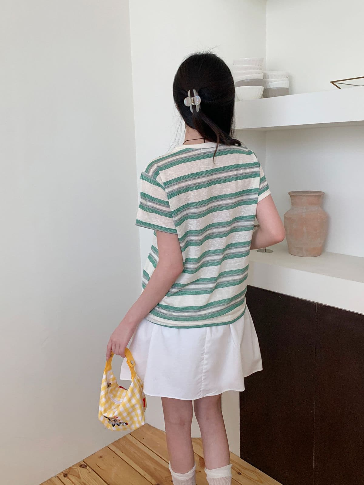Soyu Dangara T-shirt (Striped Round Neck Short Sleeve) - 이미지 4