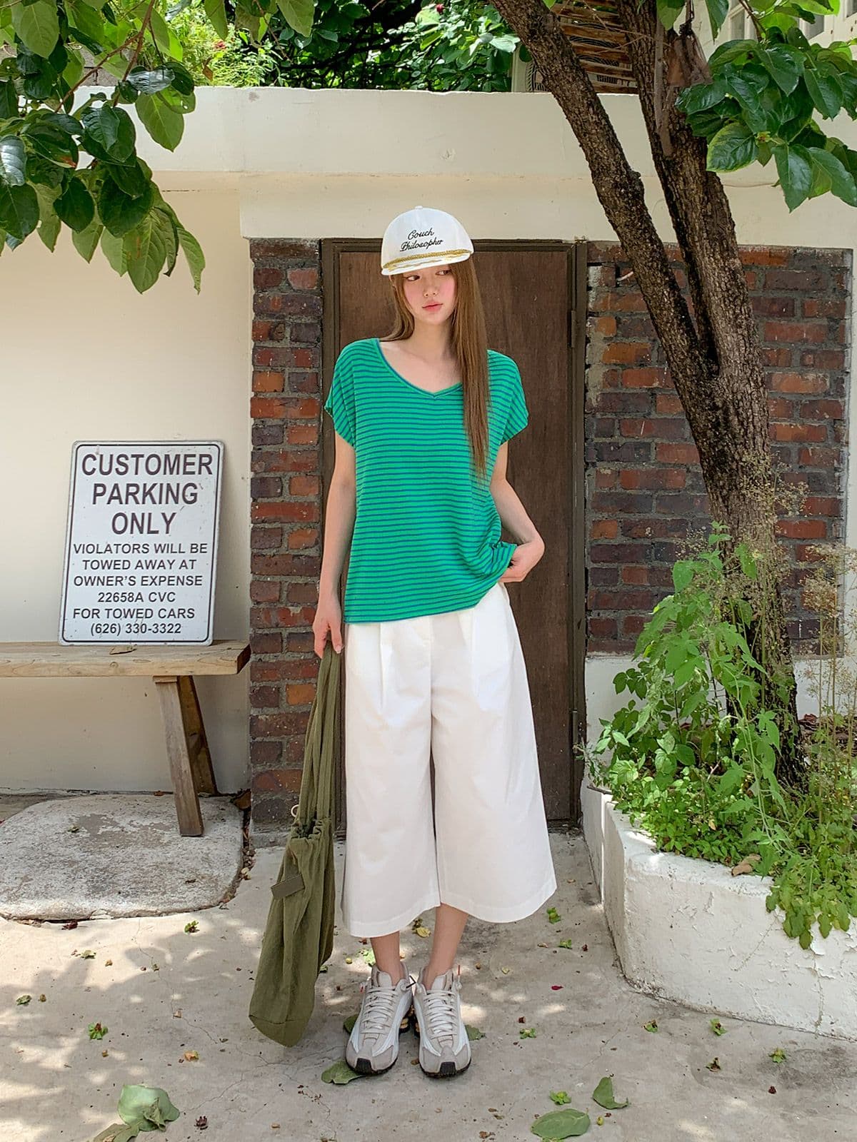 Marine Sleeveless (Striped Sleeveless V-neck Plus Size Casual - 이미지 3