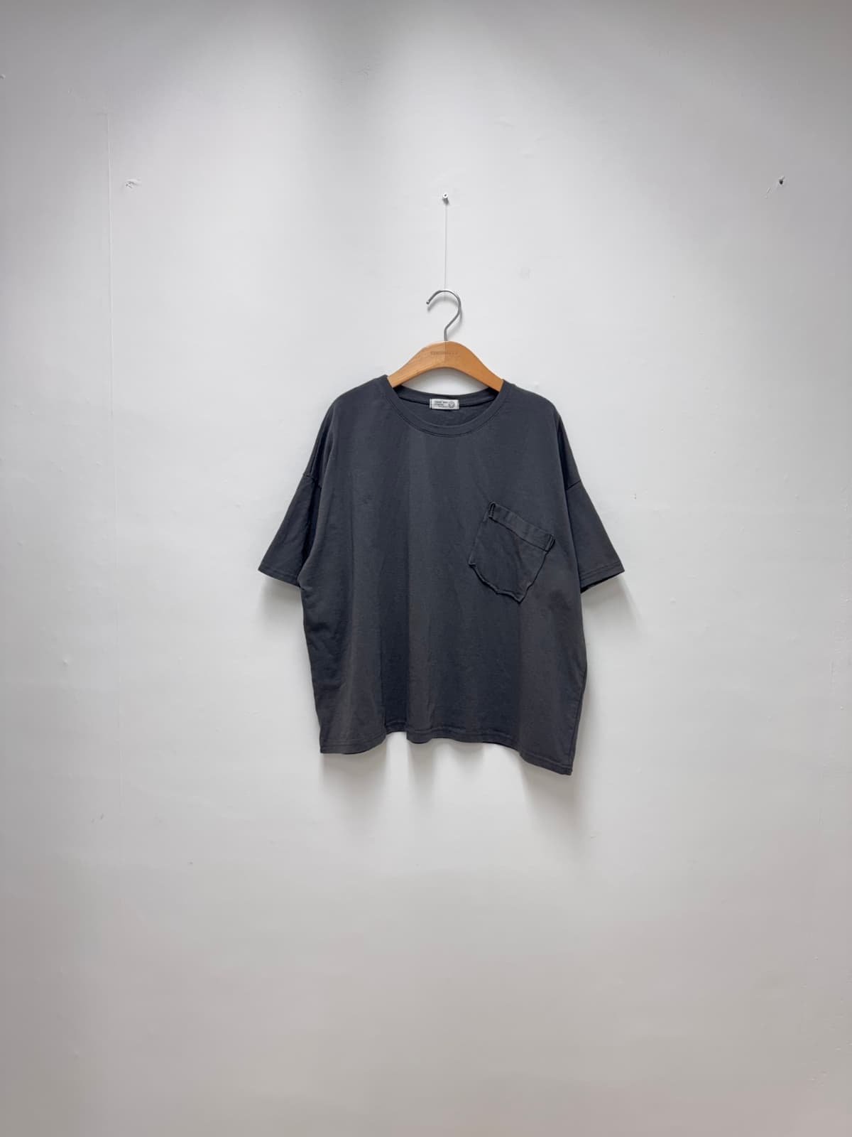 Raw Pocket Washed T-shirt (Washed Pocket Round Neck Cotton Short Sleeve - 이미지 6
