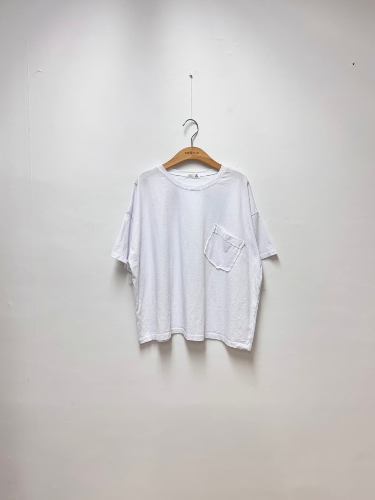 Raw Pocket Washed T-shirt (Washed Pocket Round Neck Cotton Short Sleeve - 이미지 4