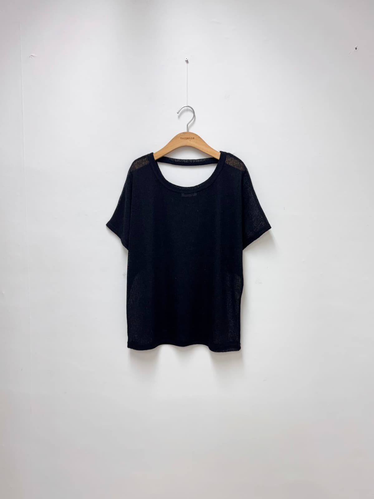 Linen Back Slit T-shirt (Knit T-shirt Batwing Round Neck - 이미지 7