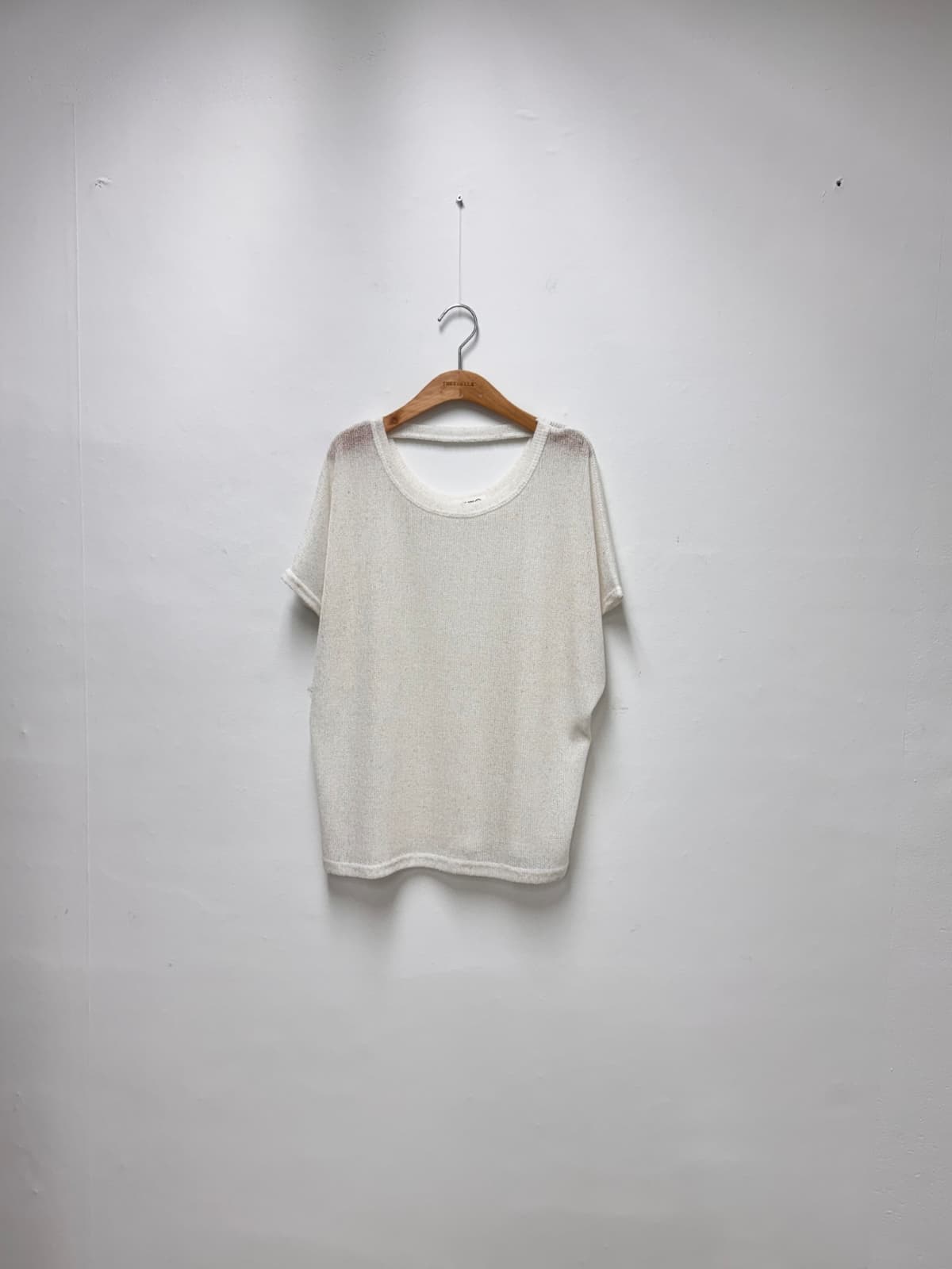 Linen Back Slit T-shirt (Knit T-shirt Batwing Round Neck - 이미지 5