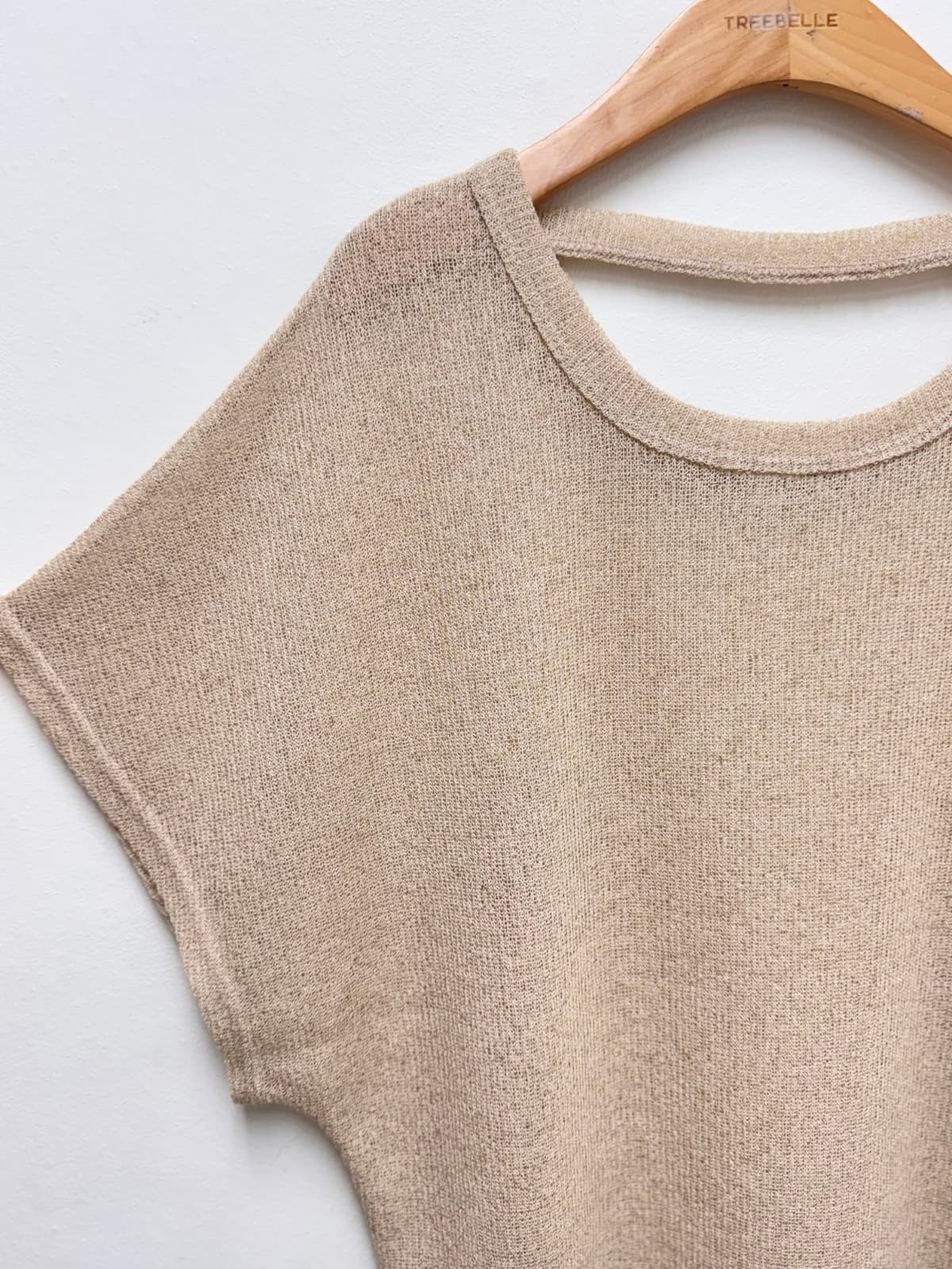 Linen Back Slit T-shirt (Knit T-shirt Batwing Round Neck - 이미지 8