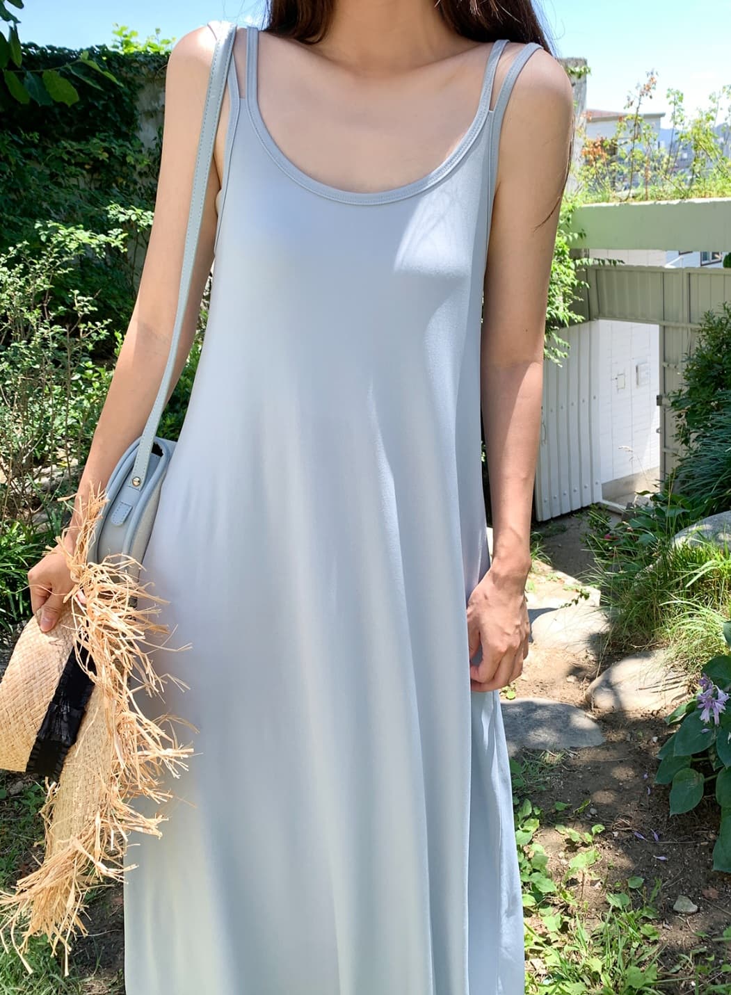 Two-striped sleeveless dress (flowy spandex sleeveless dress) - 이미지 2