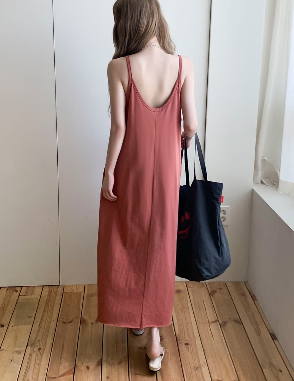 Label Sleeveless Dress (Long Dress Sleeveless Dress Cotton Plus Size) - 이미지 3
