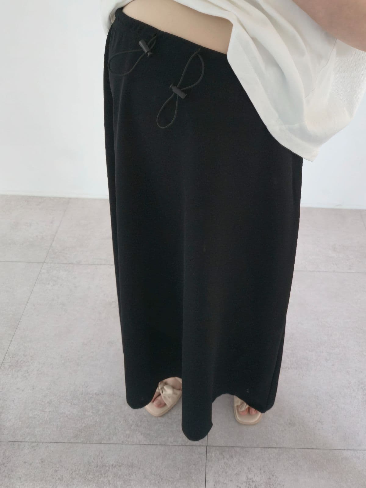 Stopper full skirt string elastic A-line long skirt - 이미지 7