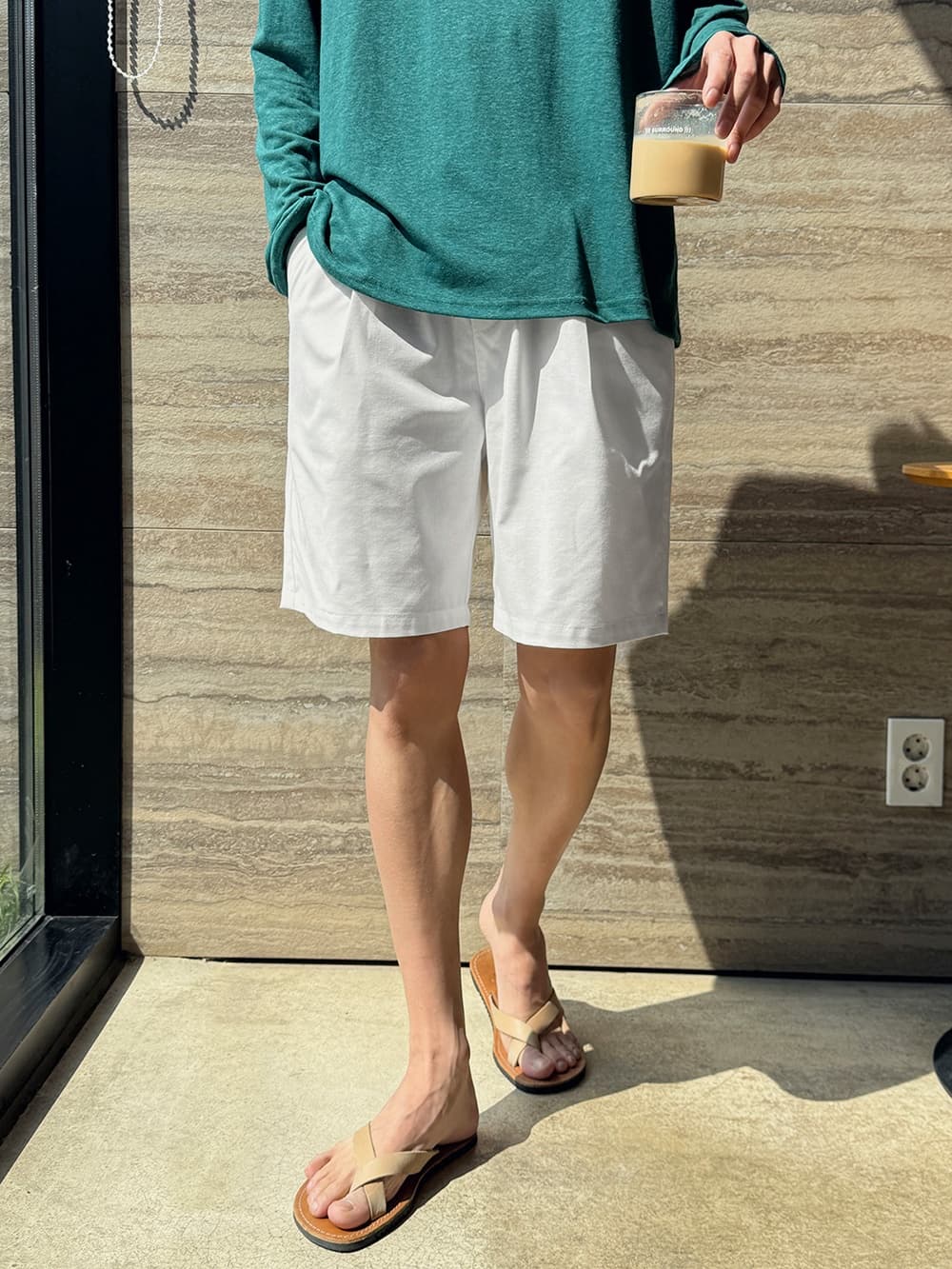 No. 668 Linen Single-Pleat Shorts 1/2 Pants - 이미지 6