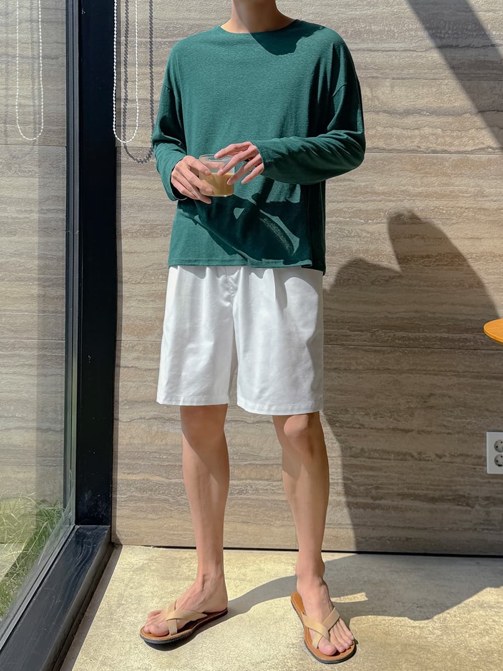 No. 668 Linen Single-Pleat Shorts 1/2 Pants - 이미지 5