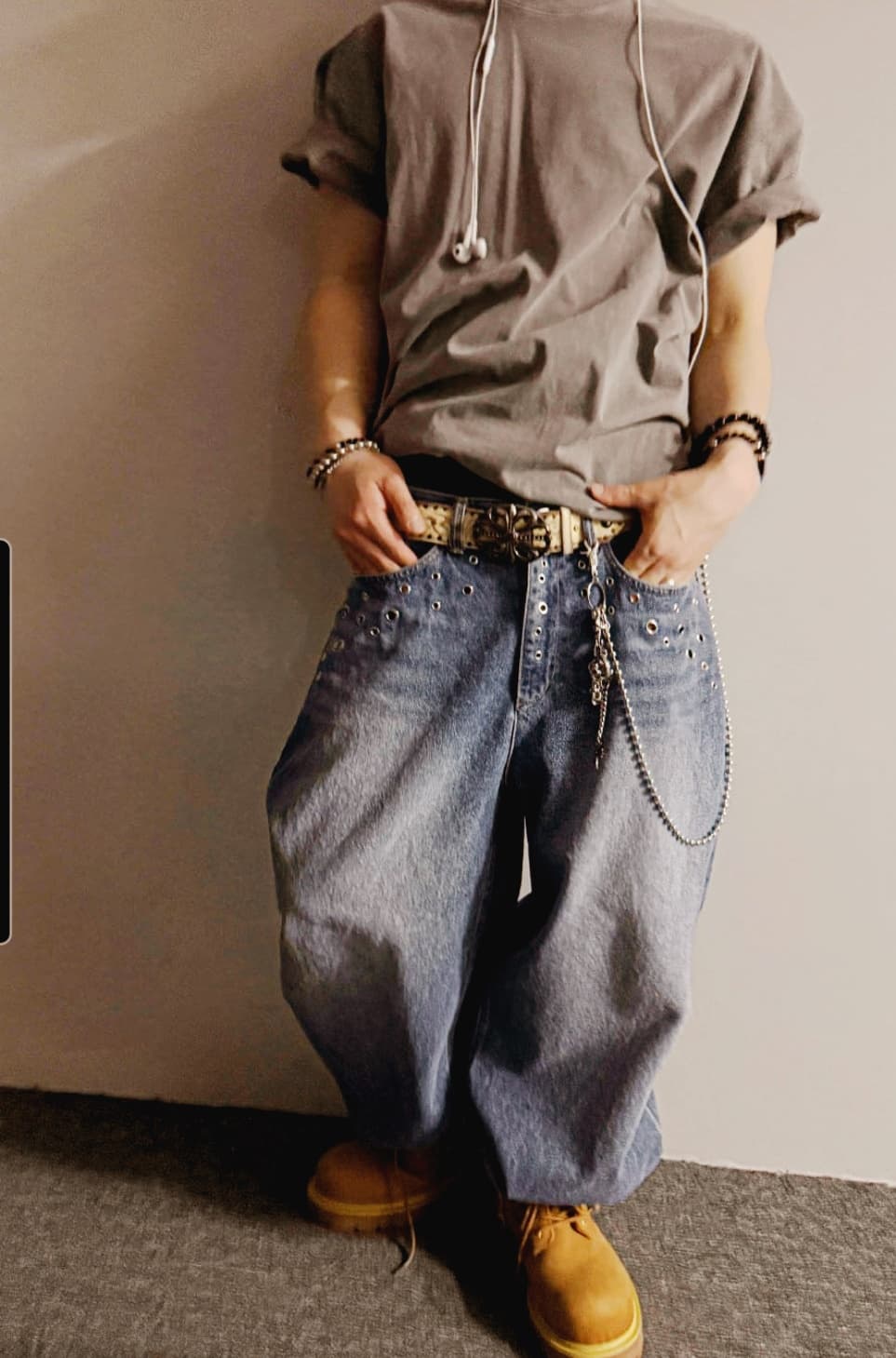 No. 854 Curved Jeans Curved Pants Wide Jeans - 이미지 1