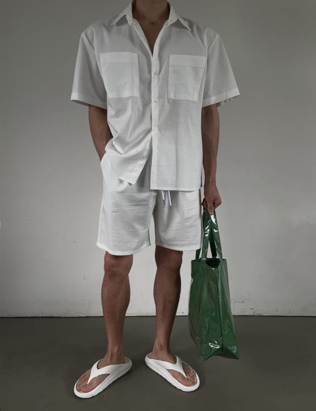 No. 844 Linen Shirt Linen Shirt Set Up - 이미지 1