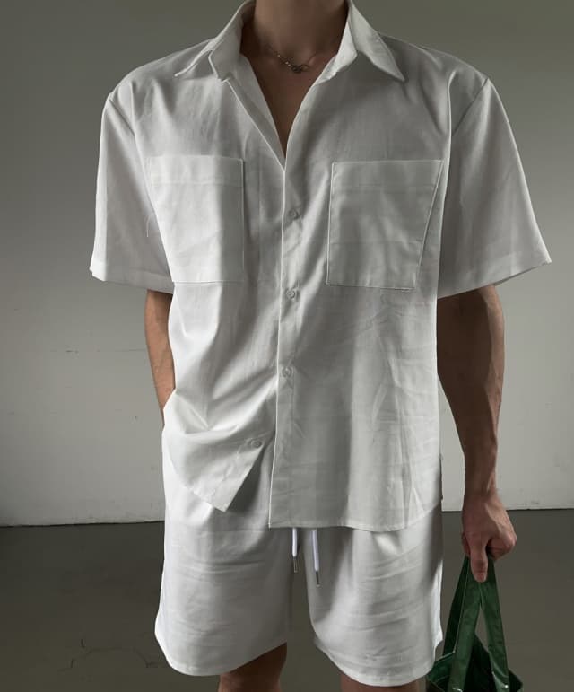 No. 844 Linen Shirt Linen Shirt Set Up - 이미지 4
