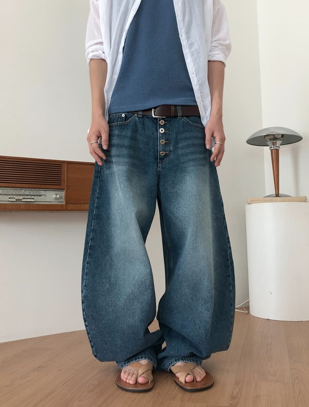 No. 855 Curved Jeans Curved Pants Wide Jeans - 이미지 1