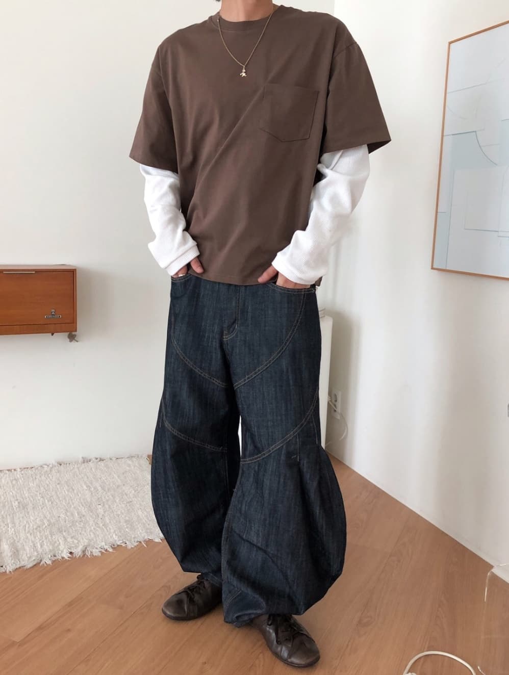 No. 843 Curved Jeans Curved Pants Wide Jeans - 이미지 2