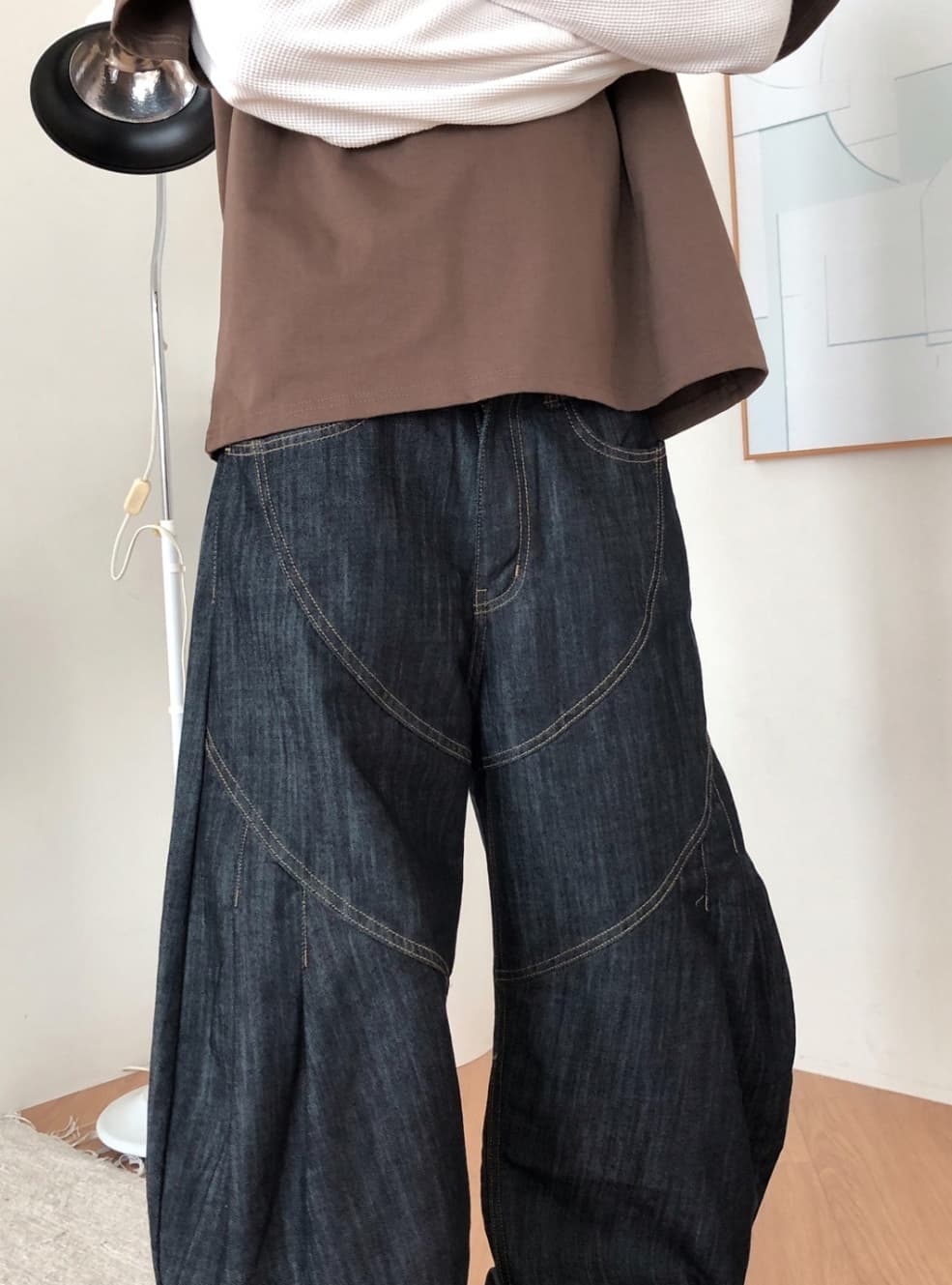 No. 843 Curved Jeans Curved Pants Wide Jeans - 이미지 4