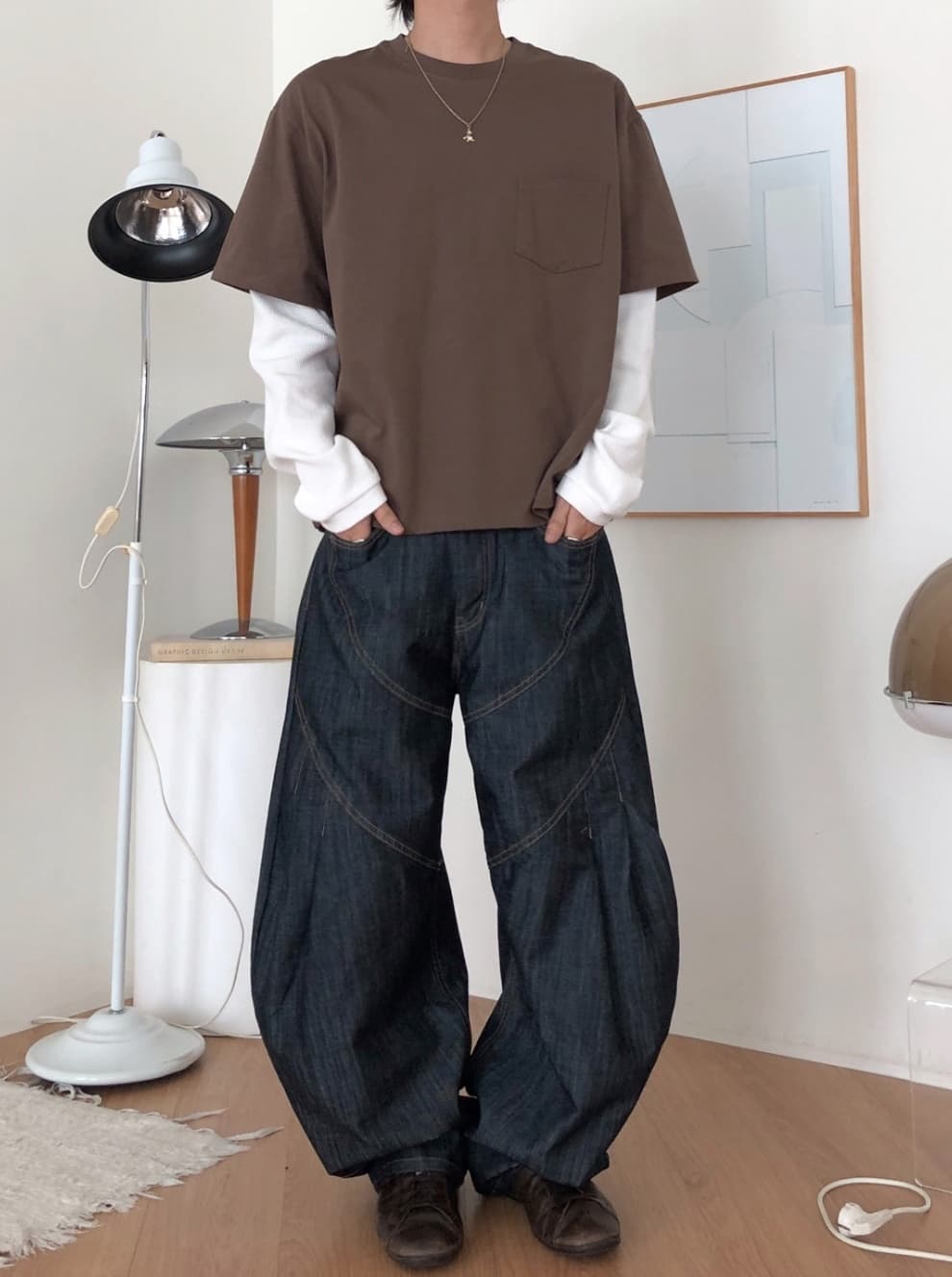 No. 843 Curved Jeans Curved Pants Wide Jeans - 이미지 1
