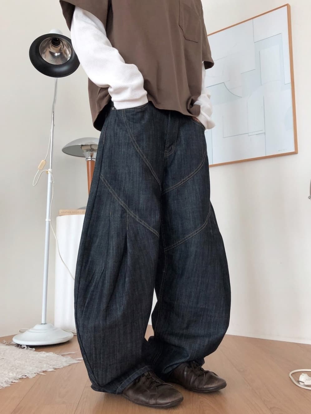 No. 843 Curved Jeans Curved Pants Wide Jeans - 이미지 3