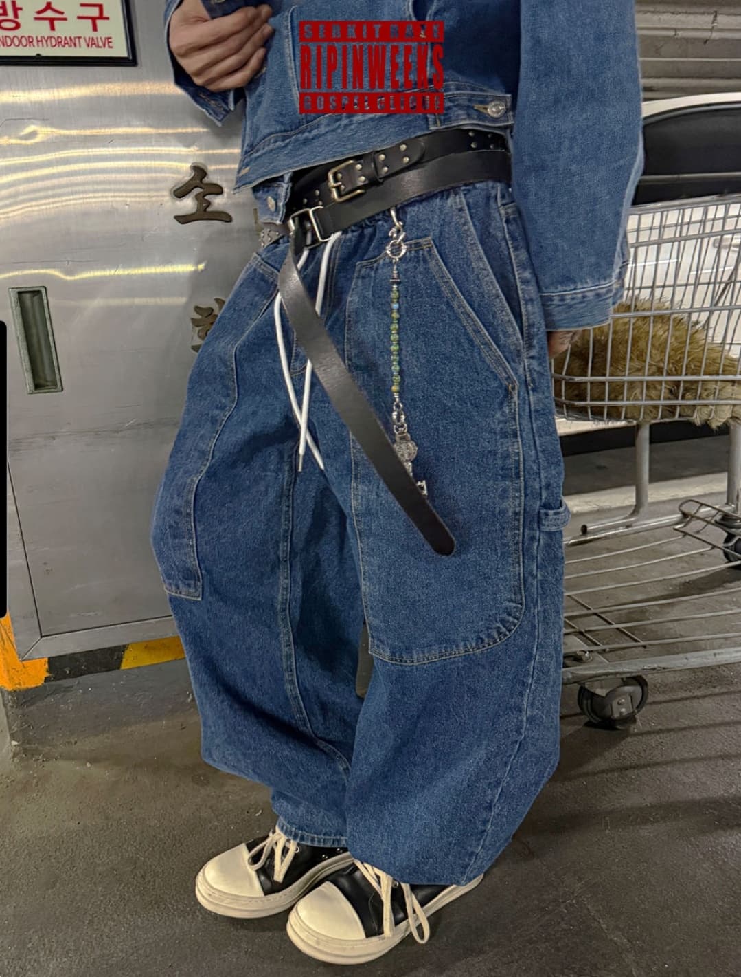 No. 842 Curved Jeans Curved Pants Wide Jeans Elastic Waist Jeans - 이미지 1