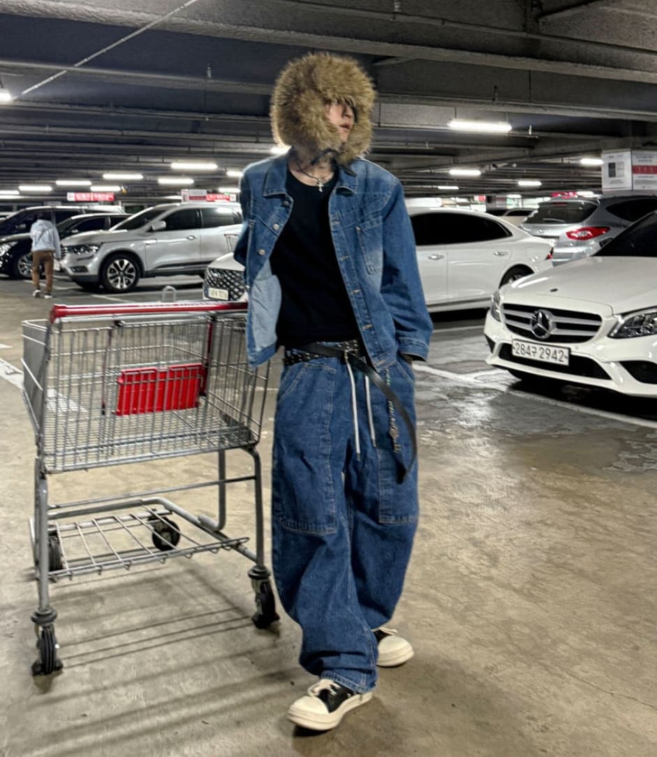 No. 842 Curved Jeans Curved Pants Wide Jeans Elastic Waist Jeans - 이미지 2