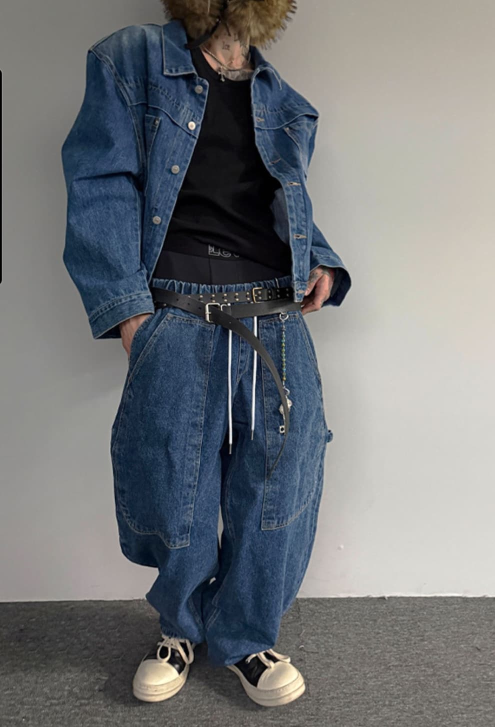 No. 842 Curved Jeans Curved Pants Wide Jeans Elastic Waist Jeans - 이미지 4