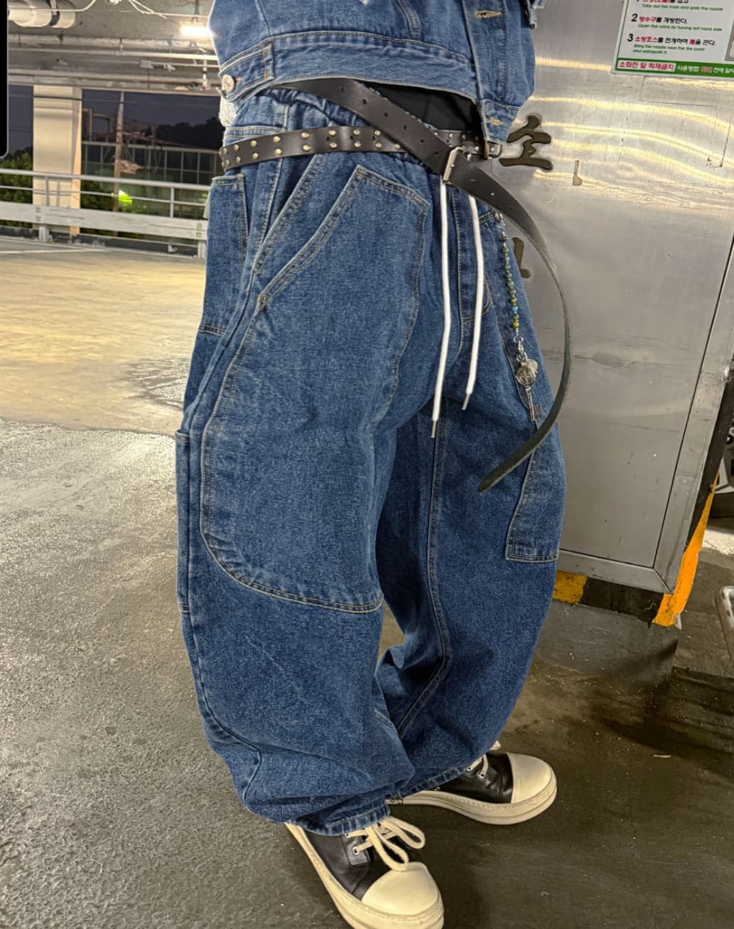 No. 842 Curved Jeans Curved Pants Wide Jeans Elastic Waist Jeans - 이미지 8
