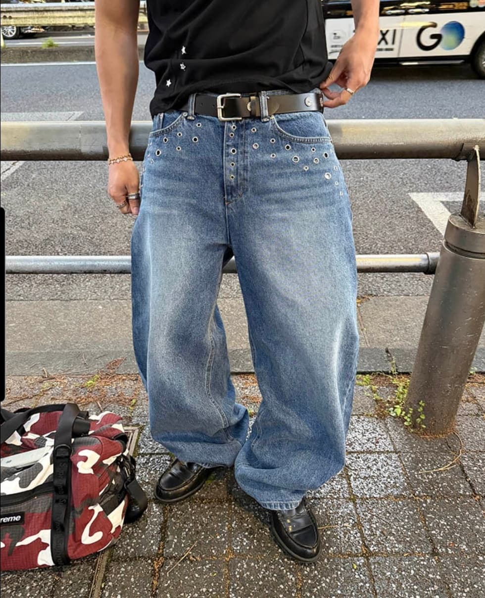 No. 854 Curved Jeans Curved Pants Wide Jeans - 이미지 1